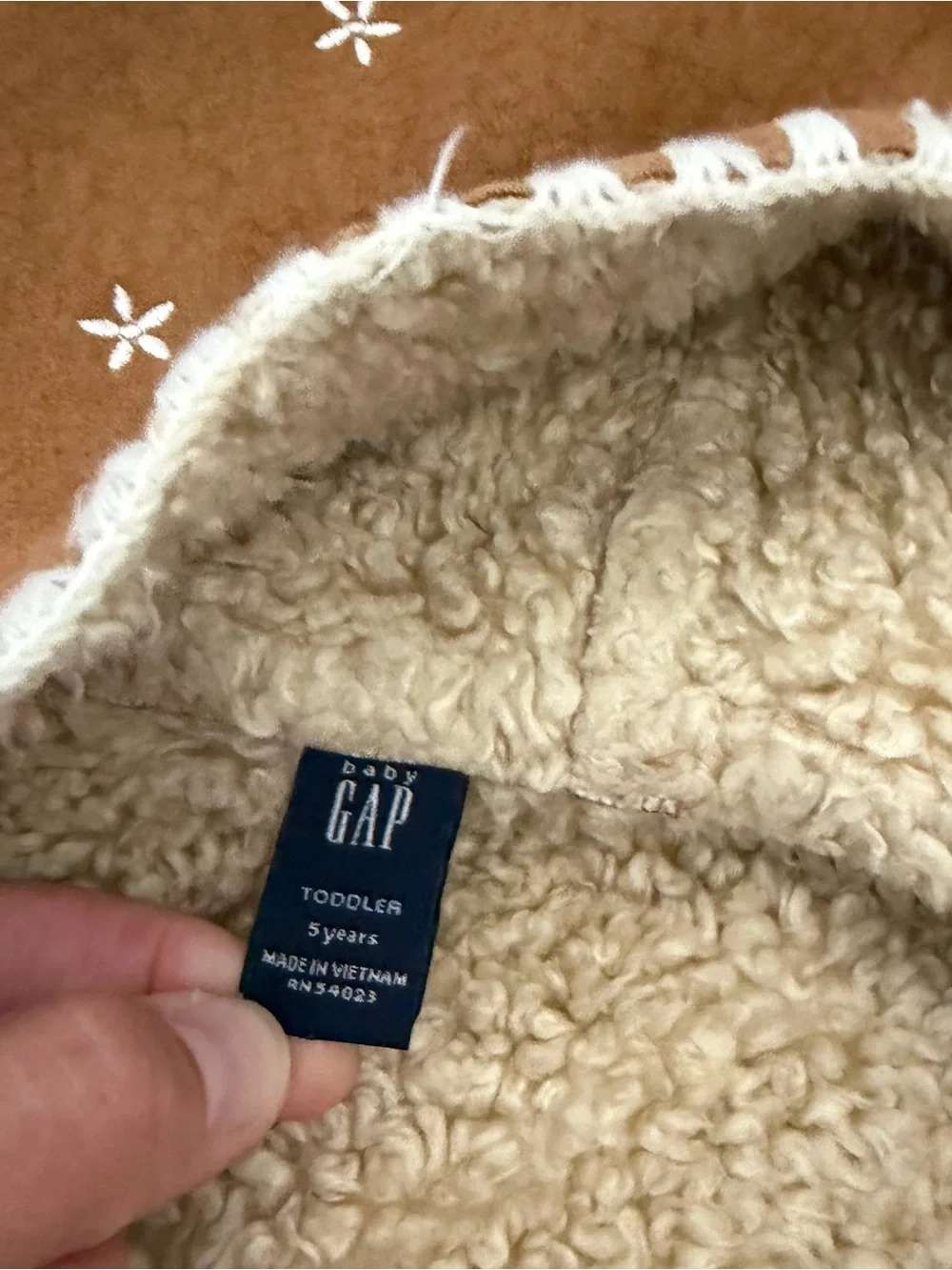 GAP Kids Hooded Coat Faux Suede Nordic Embroidered Shearling Girls 5T Cottage